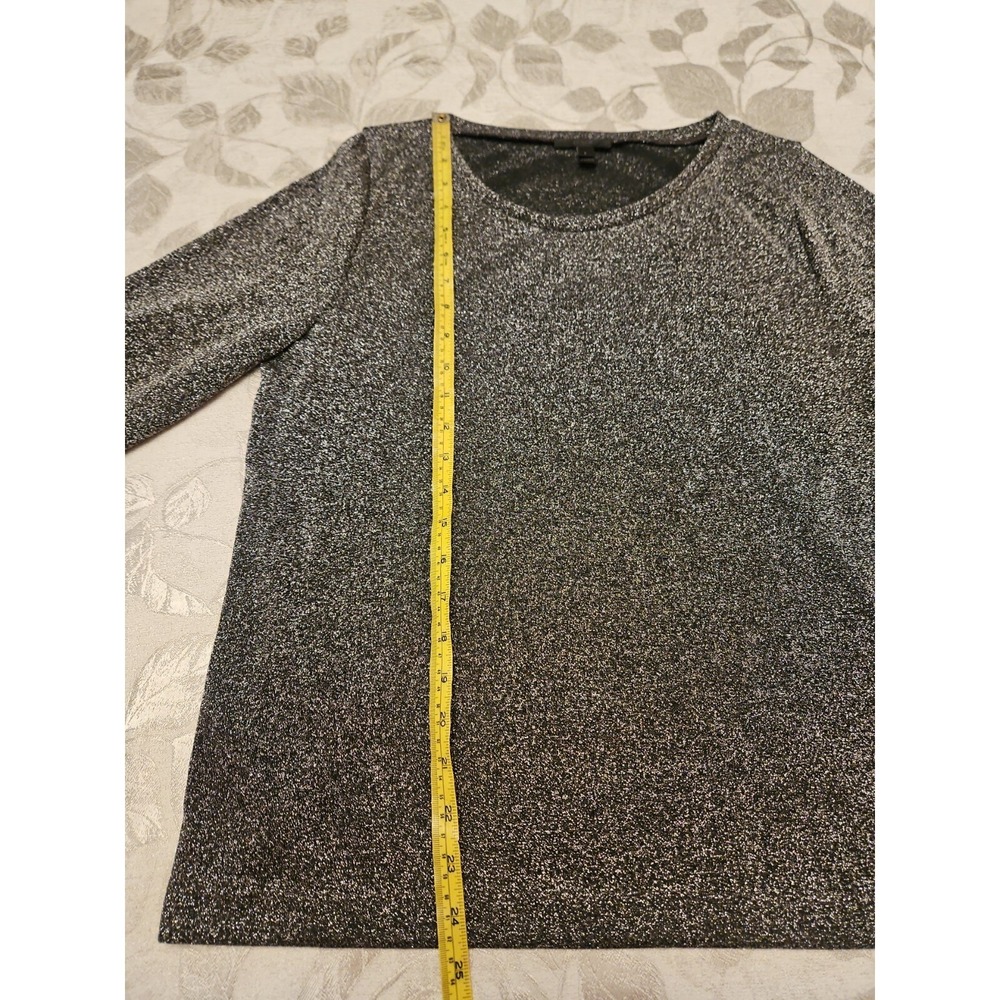 J Crew Blouse L Black Metallic Dark Fairy Shimmer Gam Feminine Sparkle Event - Picture 12 of 15